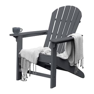 Gray Recycled Plastic Adirondack Chair, Fire Pit Chair, Patio Chair with Durability and Weather Resistance