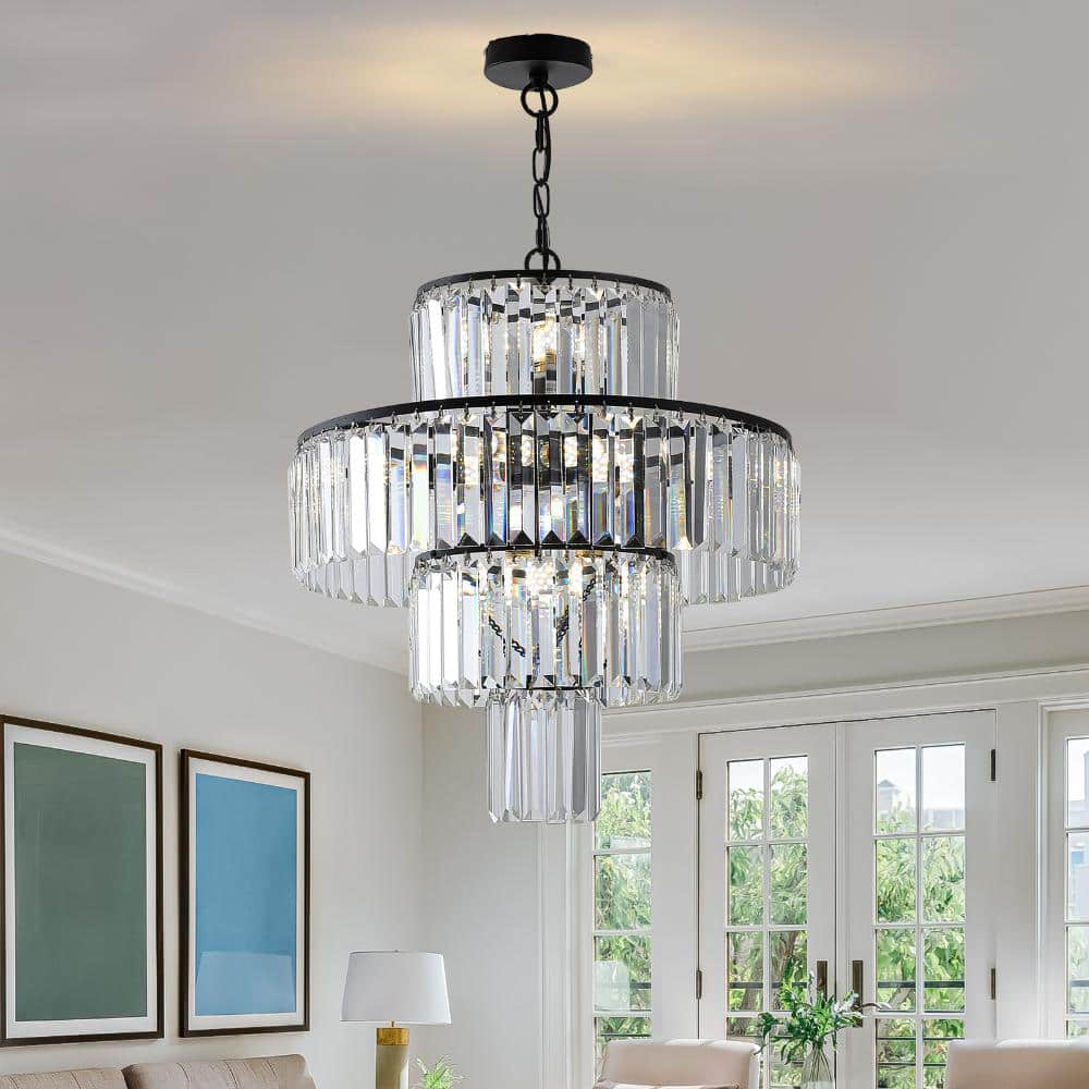 "4-Tier Design 20"" Modern Crystal with Black Finish Chandelier" price history on PriceWatchPro