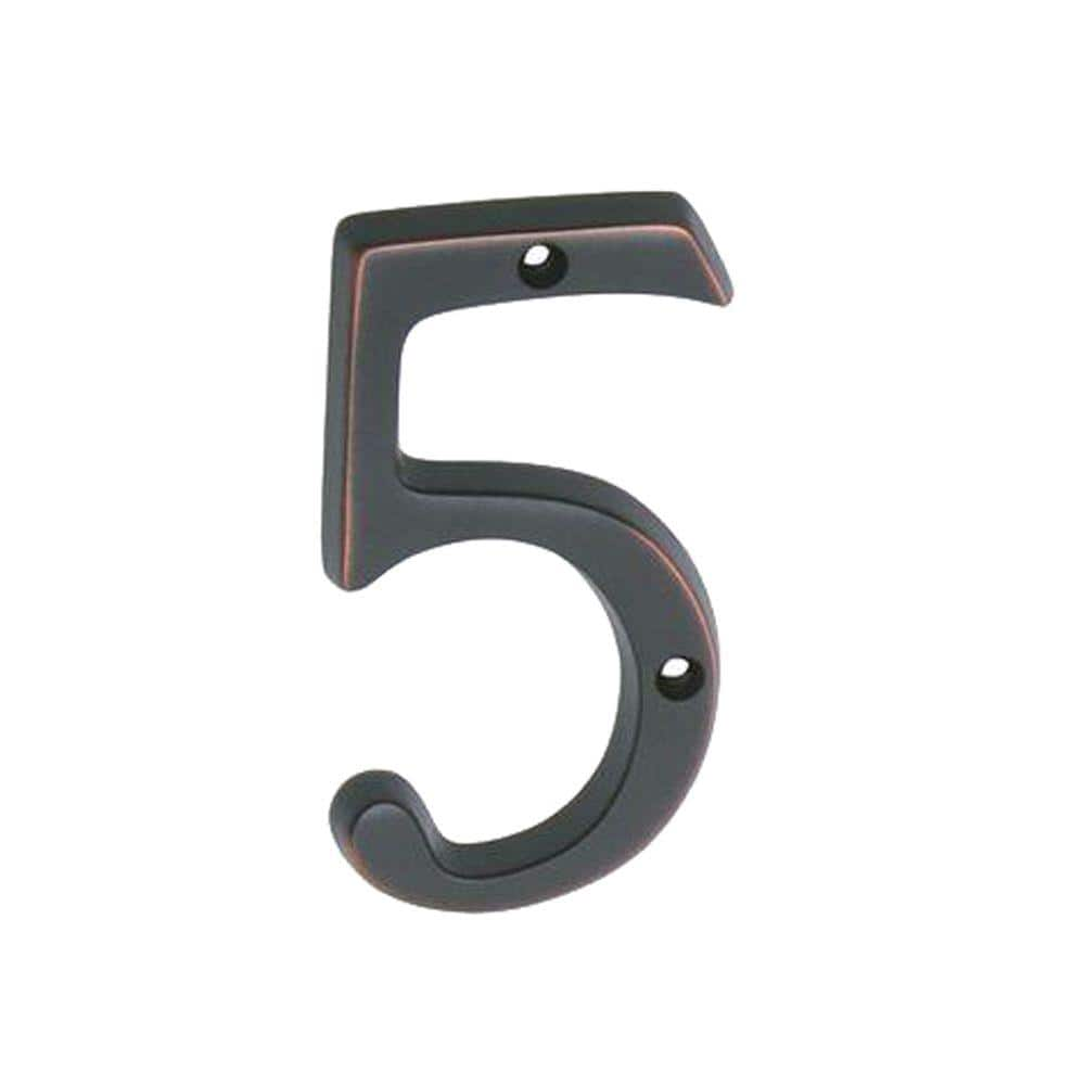 Schlage 4 In. Aged Bronze Classic House Number 5 Sc2-3056-716 - The 