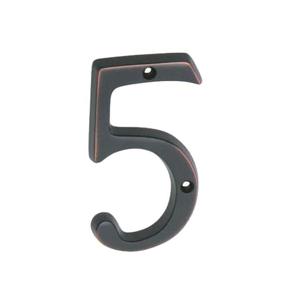Schlage 4 in. Aged Bronze Classic House Number 5