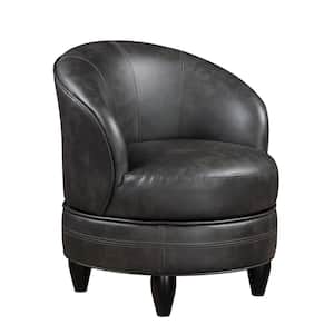 Sophia Gray Faux Leather Accent Chair with Swivel