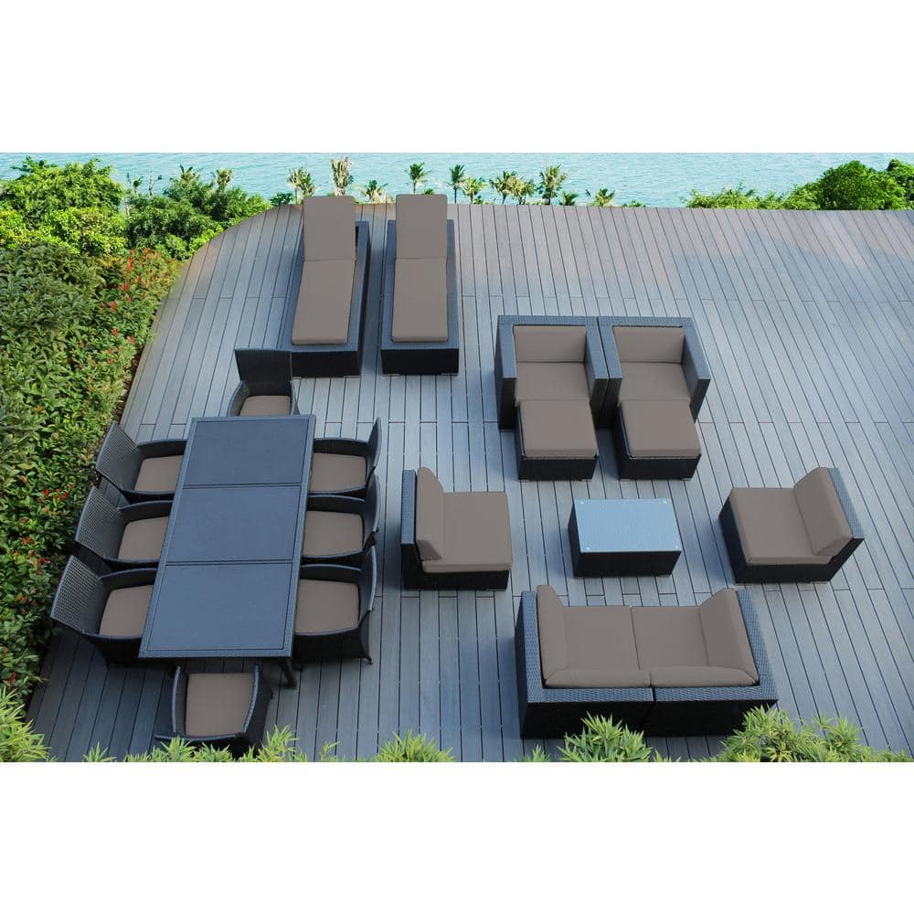 Black 20-Piece Wicker Patio Combo Conversation Set with Sunbrella Taupe Cushions price history on PriceWatchPro