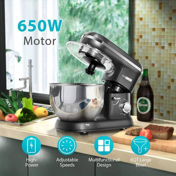 VIVOHOME 650-Watt 6 qt. 6-Speed Blue Tilt-Head Kitchen Stand Mixer