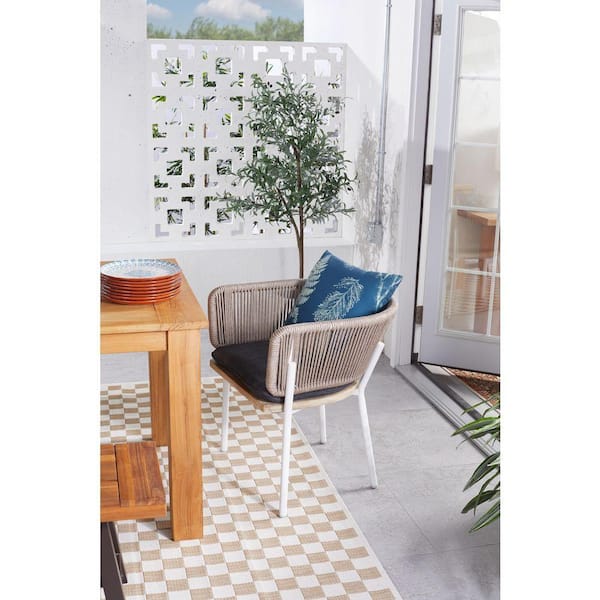 Melina Patio Wood, Aluminum and Rope Dining Chair White Legs (Set Of 2)