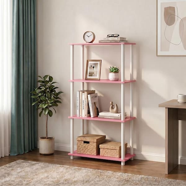 ニコ・ロビン ウッドラック Furinno TURN-N-TUBE 43.25 in. Tall Soft Blue/White Wood 4-Shelf