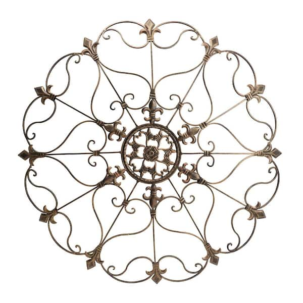 Sunjoy Ortega Gold Fleur-De-Lis Wall Decor