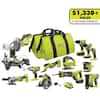 RYOBI ONE+18V Cordless 12-Tool Combo Kit with (3) Batteries and Charger PCL2200K3N