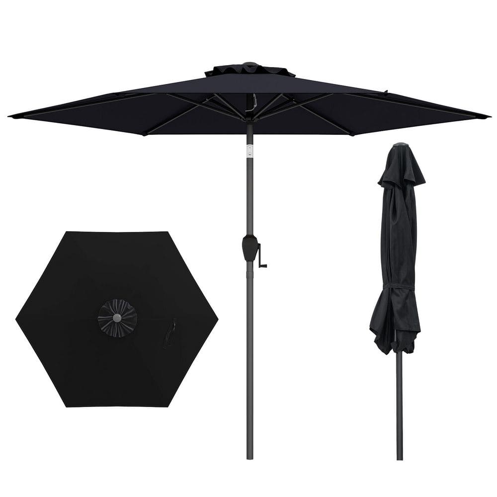 7.5 ft. Steel Market Patio Umbrella with Push Button Tilt in Black price history on PriceWatchPro