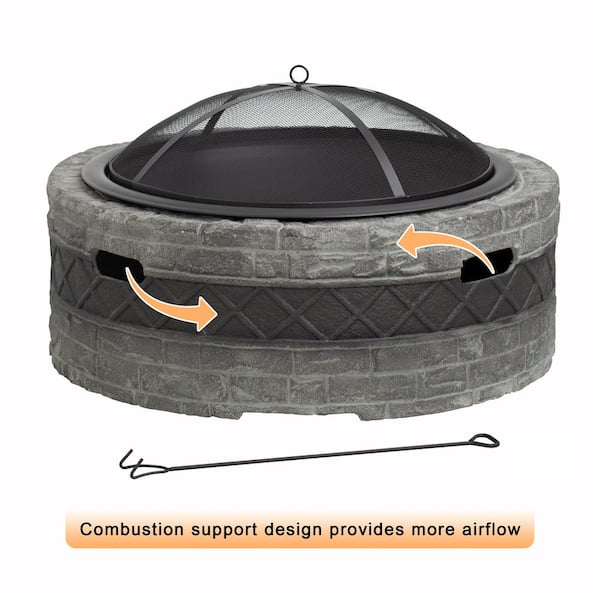 HEATMAXX 42 in. Round Cast Stone Top Gas Fire Pit Table HEATMAXX 42 in. Round Cast Stone Top Gas Fire Pit Table