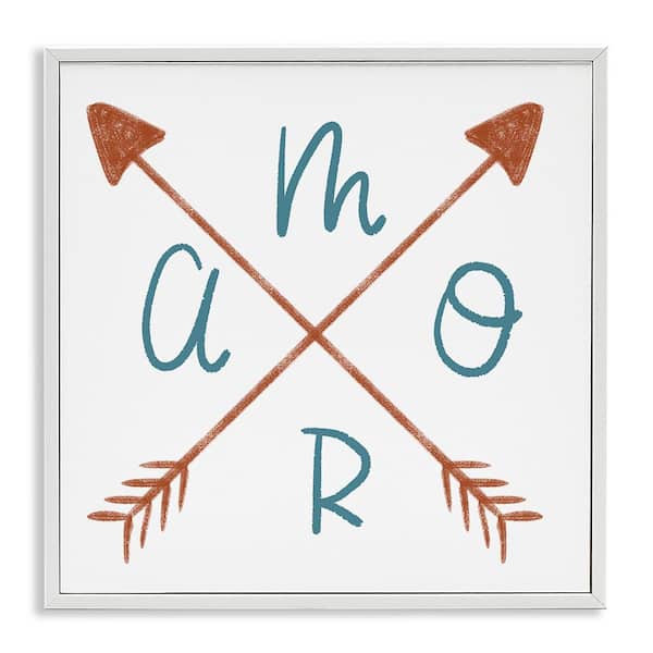 Stupell Industries Love with Crossed Arrows by SD Graphics Studio White Framed Typography Giclee Art Print 12 in. x 12 in.