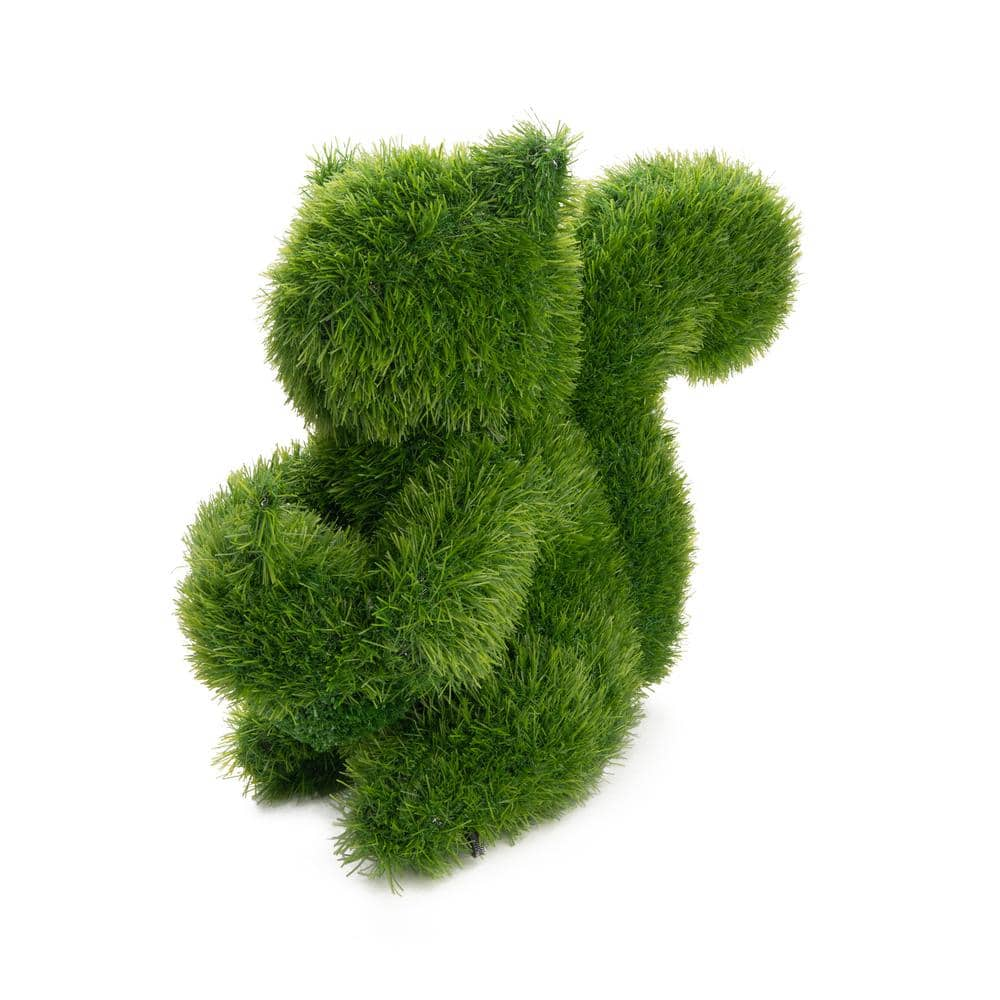 NATURAE DECOR 13 in. Green Artificial Turf Topiary Squirrel PLS-21013 ...