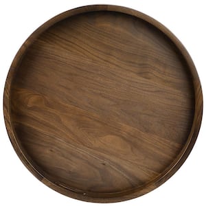 20 in. W x 2.4 in. H x 20 in. D Brown Walnut Wood Serving Trays Round