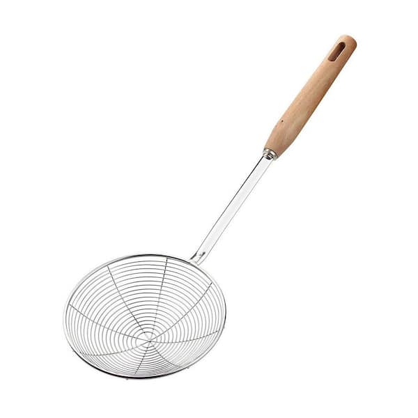 Stainless Steel Spider Strainer Skimmer Wood Handle Heat Resistant Fryer Scoop Cooking Kitchen Utensil 1-Piece