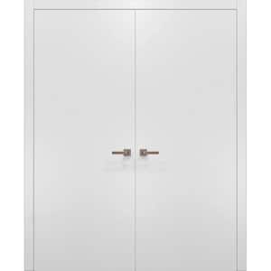 0010 56 in. x 80 in. Flush No Bore White Finished Pine Wood Interior Door Slab with French Hardware