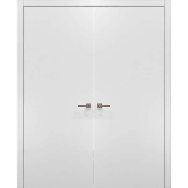 Sartodoors 0010 56 in. x 84 in. Flush No Bore White Finished Pine Wood Interior Door Slab with French Hardware
