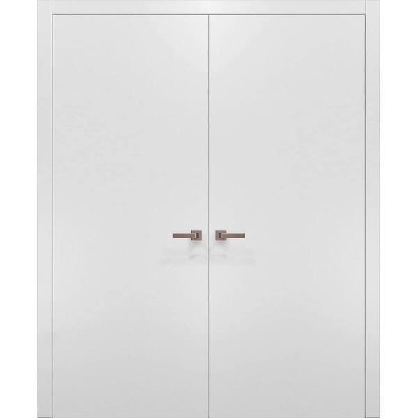 Sartodoors 0010 56 in. x 96 in. Flush No Bore White Finished Pine Wood Interior Door Slab with French Hardware