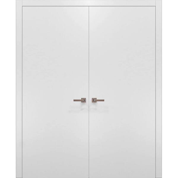 Sartodoors 0010 60 in. x 96 in. Flush No Bore White Finished Pine Wood Interior Door Slab with French Hardware