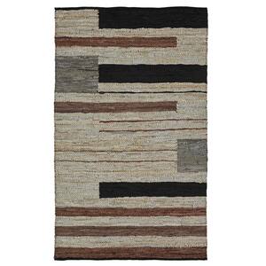 Omair Oatmeal 5 ft. x 8 ft. Handwoven Leather and Cotton Reversible Area Rug