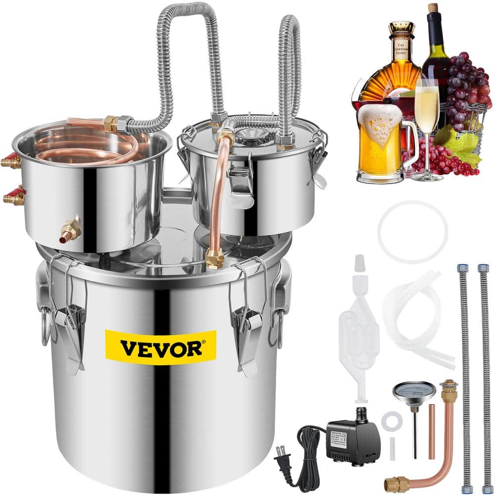 VEVOR Gal. Alcohol Still Pots Stainless Steel Home Brewing Kit with  Circulating Pump  Build-in Thermometer for DIY Whisky ZLSJ5GALSLNTZLQDBV1  The Home Depot