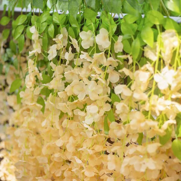 Ejoy 45 in. Artificial Silk White Wisteria Mixed Flower Vines (Set of 60-Piece)