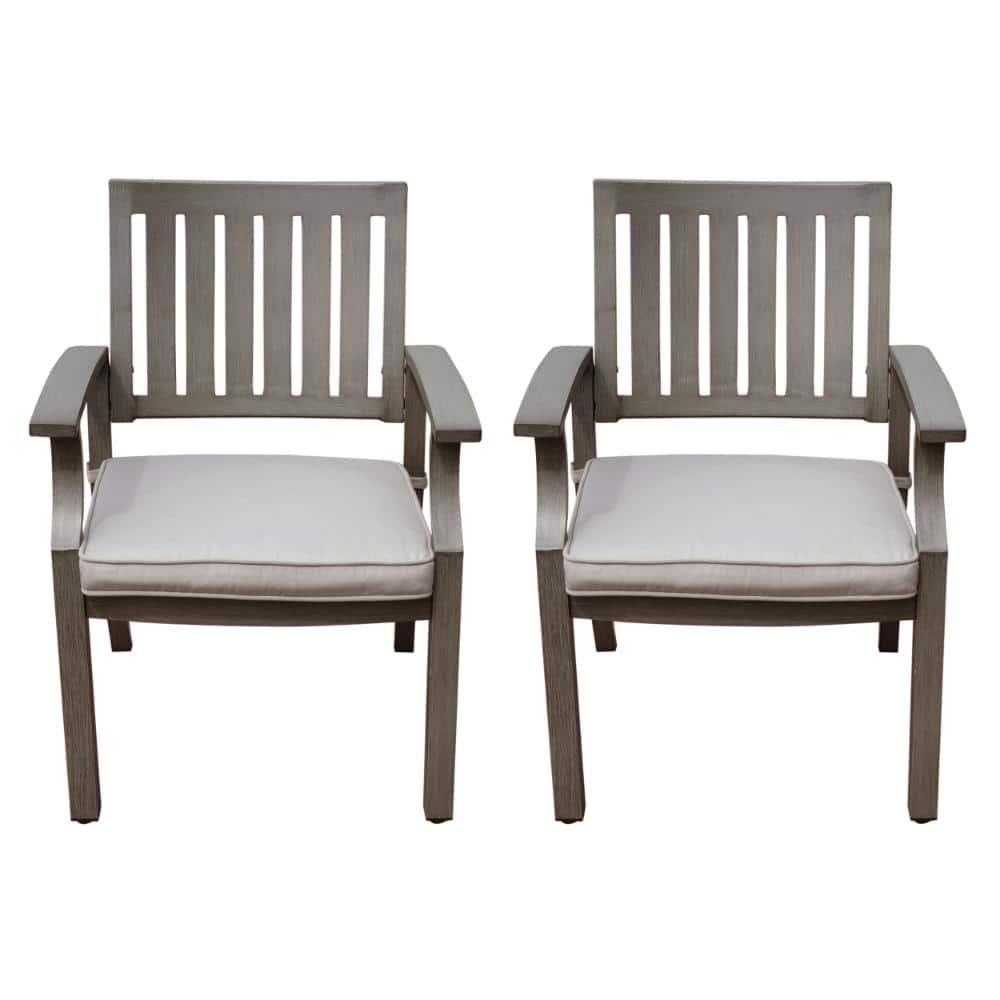 Outdoor Modern Aluminum Dining Chair with Gray Cushion (Set of 2), Dark Gray and Silver price history on PriceWatchPro