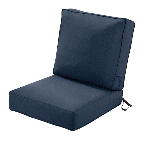 Classic Accessories 25 in. W x 25 in. D x 5 in. T (Seat) 25 in. W x 22 in. H x 4 in. T (Back) Outdoor Lounge Cushion Set in Heather Indigo