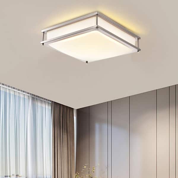 12 in. Brushed Nickel Dimmable 15-Watt Selectable LED Flush Mount Ceiling Light 3000K 4000K 5000K