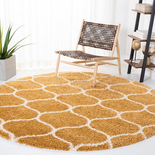 Hudson 7 ft. x 7 ft. Gold/Ivory Geometric Round Rug