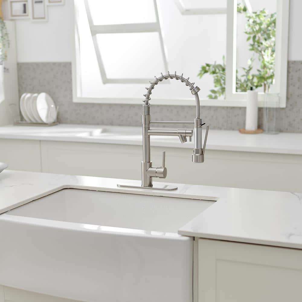 Brushed Nickel Single Handle Pull Down Kitchen Faucet