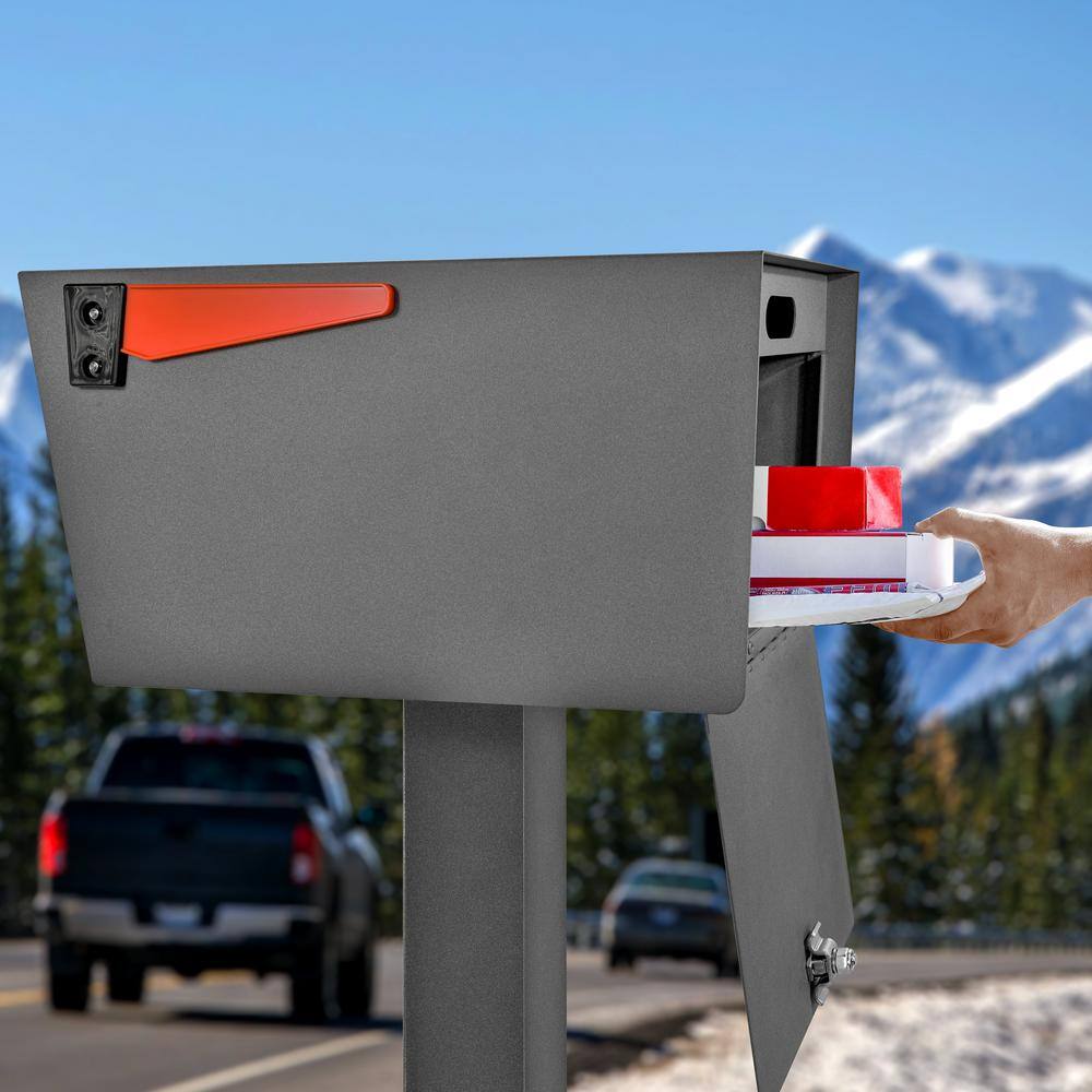 Granite Steel Locking Post-Mount Mailbox with Rear Access
