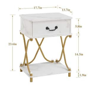 Nightstands, White Modern Night Stand with 1 Drawer Storage , Tall End Table Bedside Table，17.7"D X 13.7"W X 23.6"H
