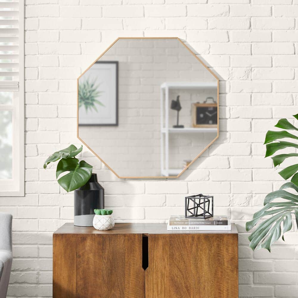 StyleWell Medium Modern Octagon Gold Framed Mirror (27 in. W x 27 in. H)