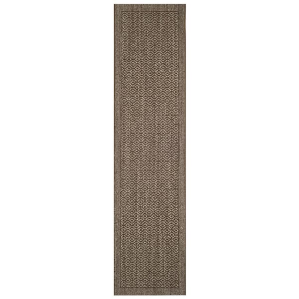 Palm Beach 2 ft. x 12 ft. Silver Speckled Border Runner Rug