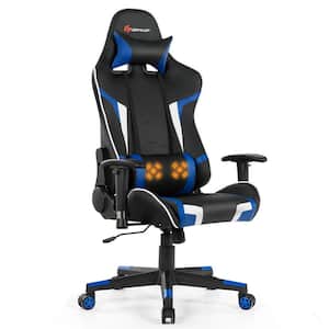 Massage Blue Gaming Chair Reclining Swivel Racing Office Chair with Lumbar Support