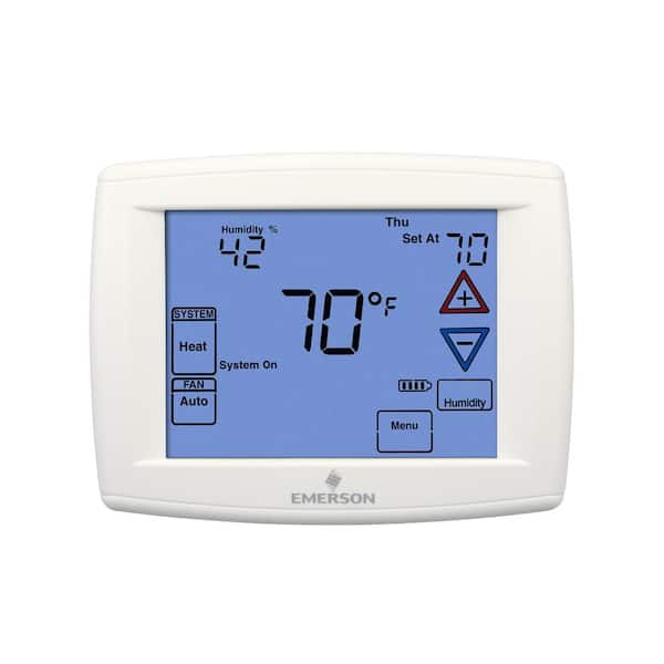 Emerson 90 Series Blue, 7 Day Programmable, Heat Pump (2H/1C) Touchscreen Thermostat
