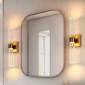 18 in. 2-Light Gold Modern/Contemporary Glass Bubble LED Vanity Light Bar with 3CCT Function for Living Room