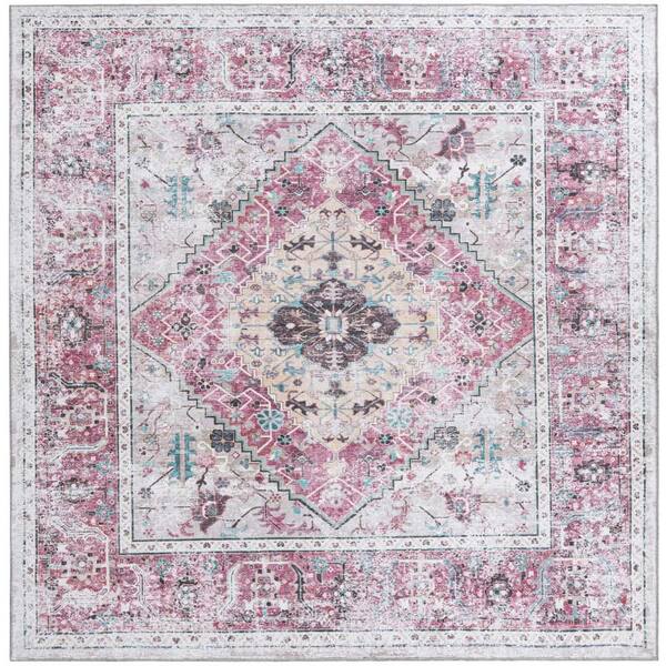 Unique Loom Yara Yash Light Coral Pink 7 ft. 10 in. x 7 ft. 10 in. Area Rug
