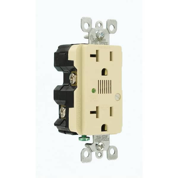 Leviton Decora Plus 20 Amp 125 V Surge Protective Duplex Outlet/Receptacle w/ Audible Alarm, Ivory (1-Pack) 7380-I