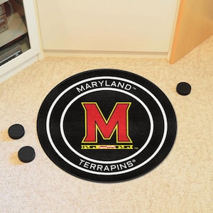 Maryland Black 2 ft. Round Hockey Puck Accent Rug