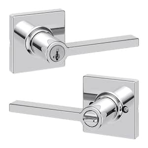 Casey Polished Chrome Keyed Entry Door Handle Featuring SmartKey Technology and Microban