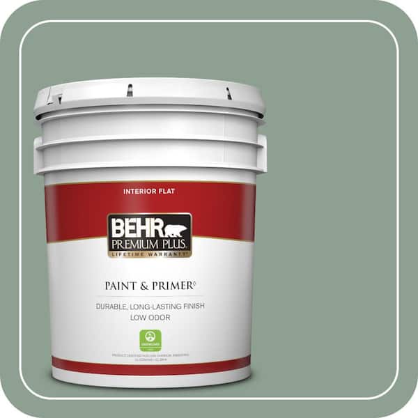 BEHR PREMIUM PLUS 5 gal. #ECC-52-3 Hillside View Flat Low Odor Interior Paint & Primer
