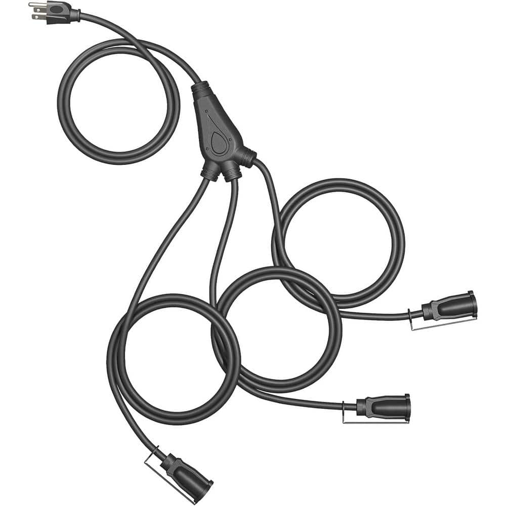 12 ft. 16/3C SJTW Outdoor Extension Cord 1 to 3 Splitter Prong Outlets Plug