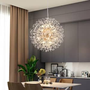 23.62 in. 16 Lights Gold Crystal Dandelion Shape Chandelier for Dining Room and Parlor, Reception Room, Lounge, Base