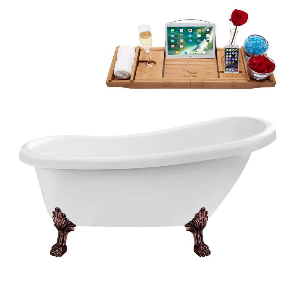 61 in. Acrylic Clawfoot Non-Whirlpool Bathtub in Glossy White,Matte Oil Rubbed Bronze Clawfeet And Drain price history on PriceWatchPro