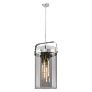 Pilaster 100-Watt 4-Light Satin Nickel Shaded Mini Pendant Light with Tinted Glass Shade