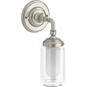 Artifacts 1 Light Brushed Nickel Indoor Bathroom Vanity Light Fixture, Downlight Position Only, UL Listed