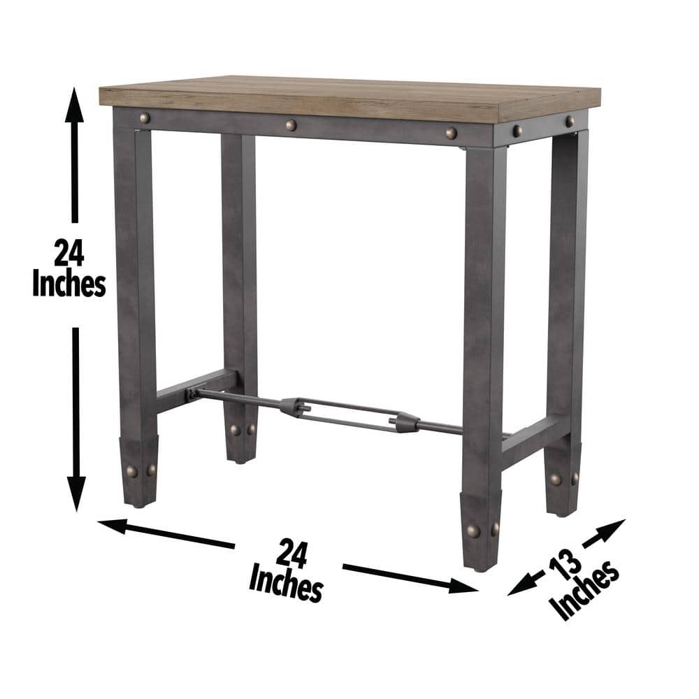 Antique Tobacco Pine and Iron Industrial End Table