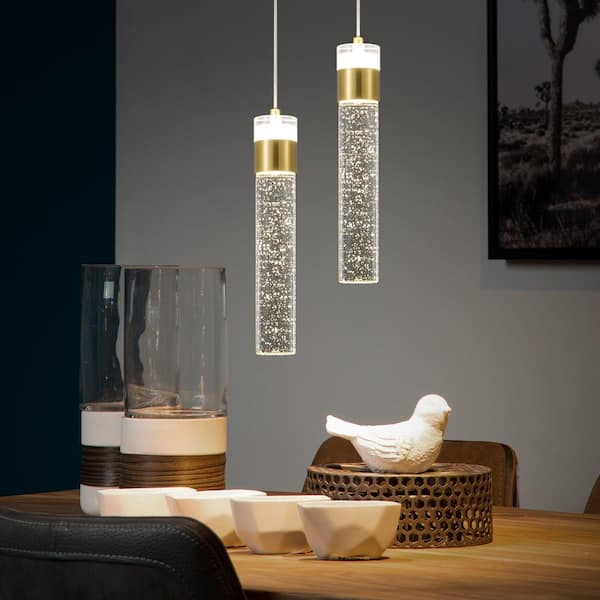 KAISITE 8-Watt 1-Light Gold Island Integrated LED Pendant Light