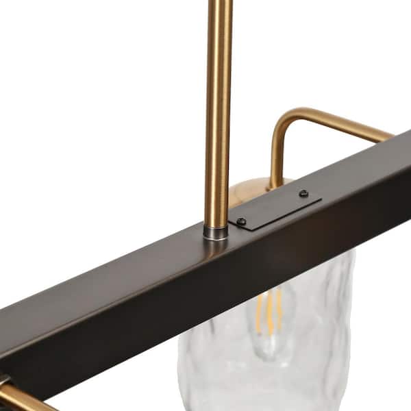 LNC Modern 6-Light Gunmetal Gray and Brass Linear Chandelier