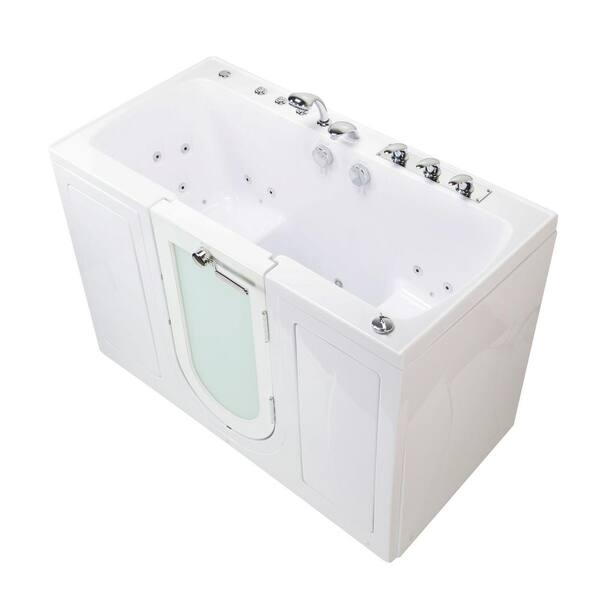 Ella Tub4Two 60 in. Walk-In Whirlpool and Air Bathtub in White, Right Outward Door, Fast Fill Faucet, 2 in. Dual Drain